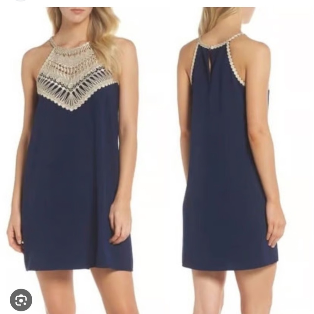 Lilly Pulitzer Navy Dress with Gold Accents
